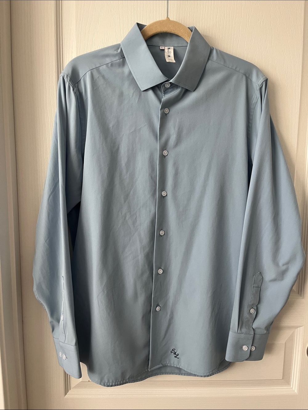 State And Liberty Men's Light Blue Dress Shirt Long Sleeve Size Large